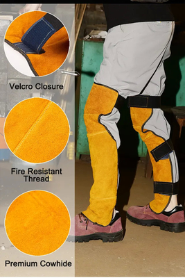 Extra Long Leather Welding Spats Fire Resistant Welding Knee Pads Heat Resistant Welder Working Leg Cover